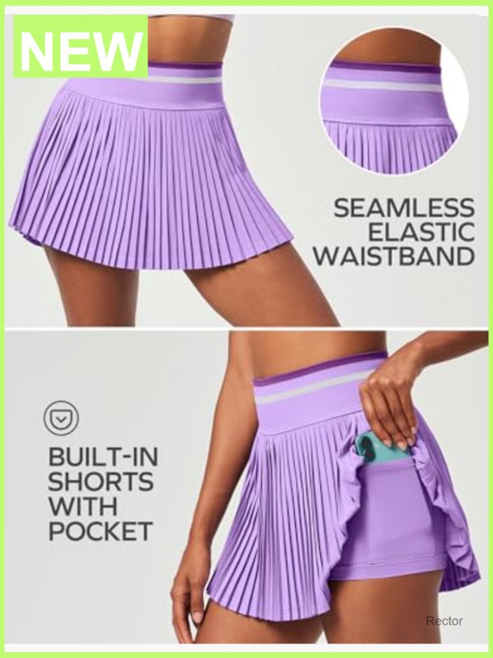 Pleated Tennis Skirt with Shorts High Waisted Golf Athletic Skort - Picture 4 of 5
